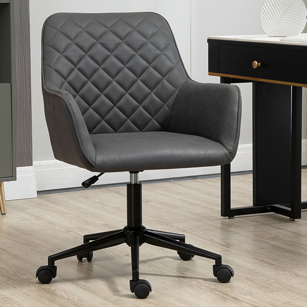 Portland Argyle Grey Polyurethane Swivel Office Chair Image 1