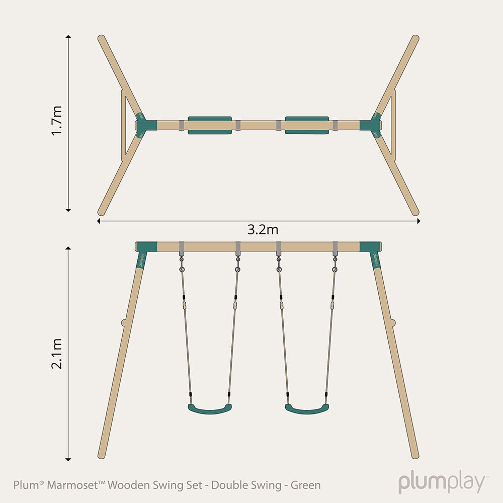 Plum Play Marmoset Green Wooden Swing Set Image 5