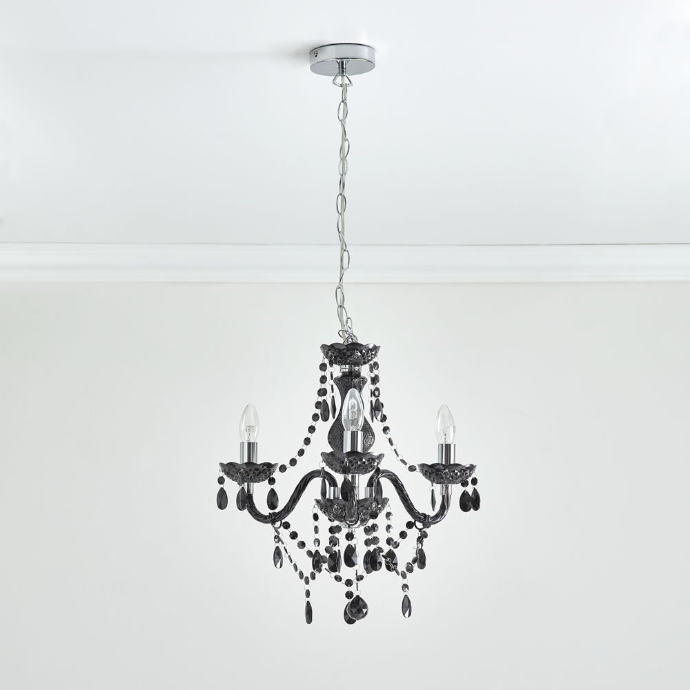 Wilko Marie Therese 3 Arm Black Chandelier Ceiling  Light Image 3