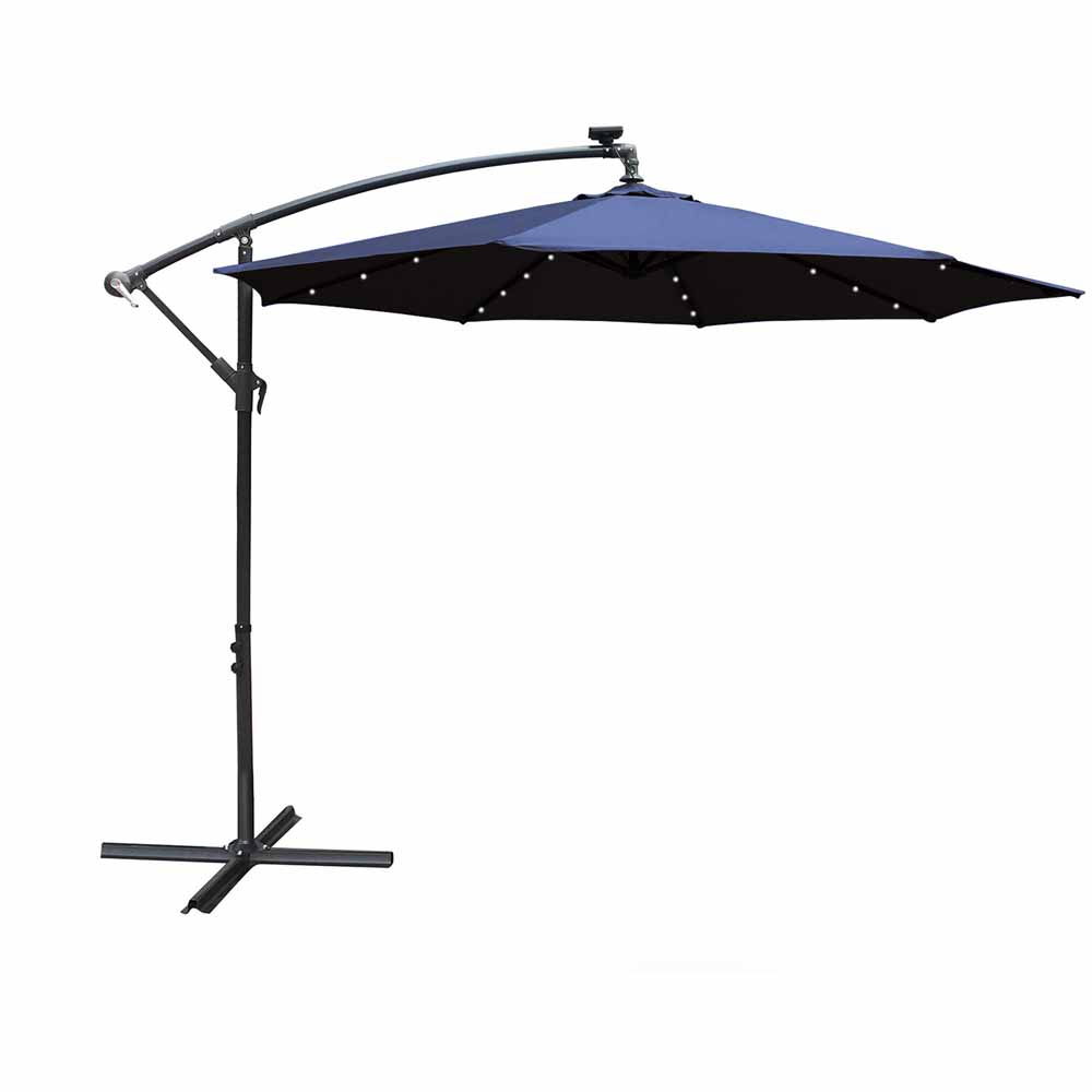 Airwave Hanging Navy Parasol with Solar Powered LED Spotlights 3m Image