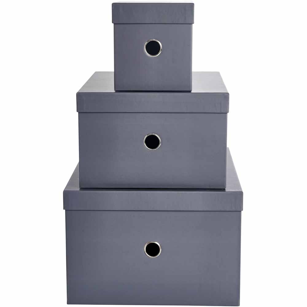 Wilko Grey Storage Boxes 3 Pack Image 2