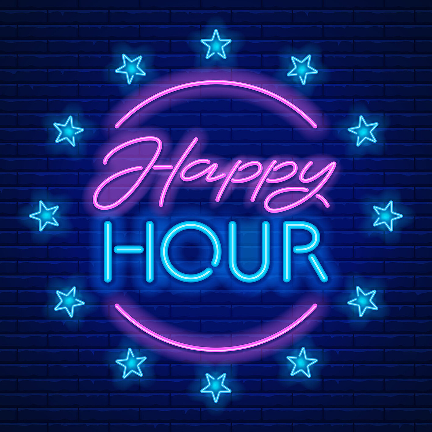 Tempered Glass Happy Hour Art - Navy Image 1