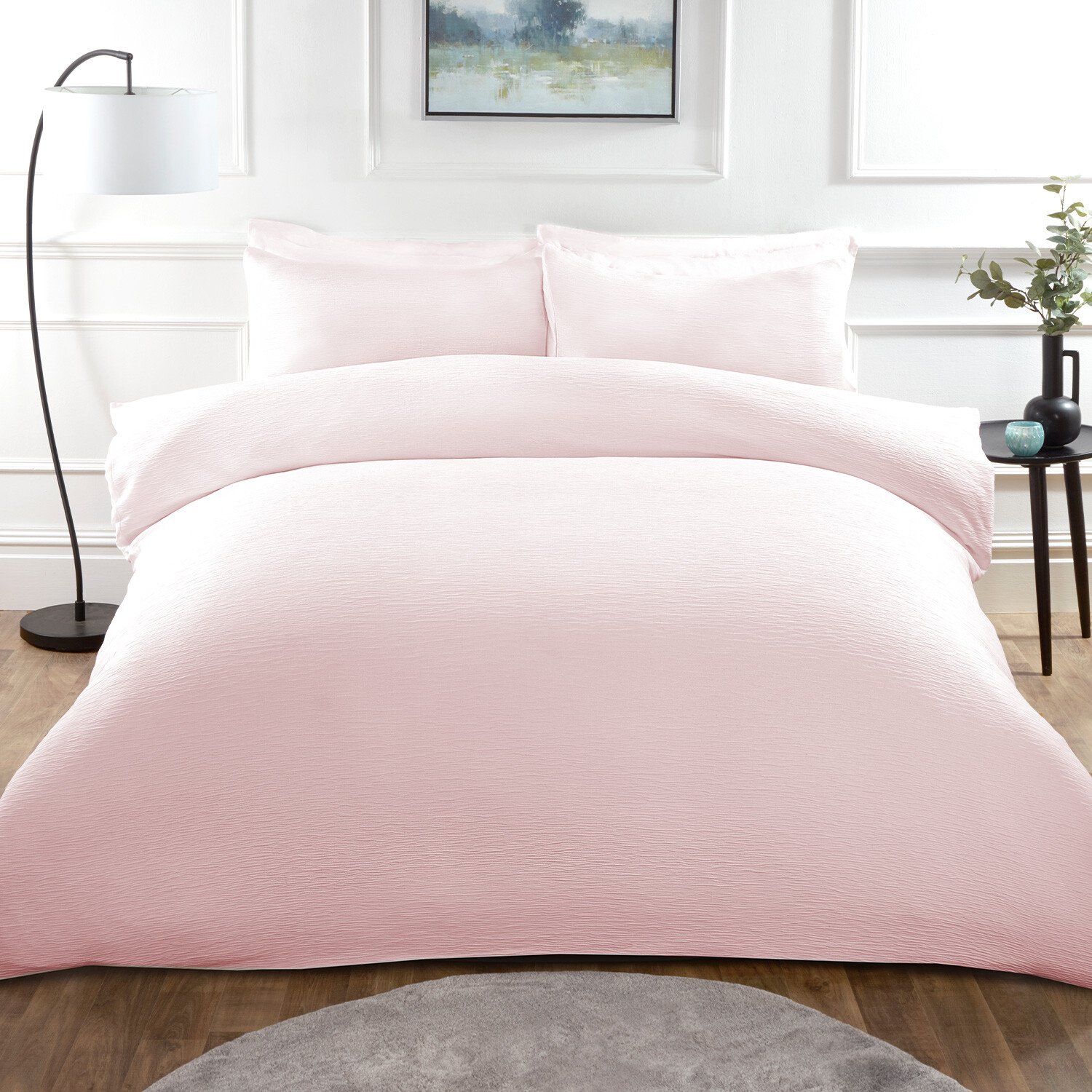 My Home Milan Textured Duvet Cover and Pillowcase Set - Blush / King Image 1
