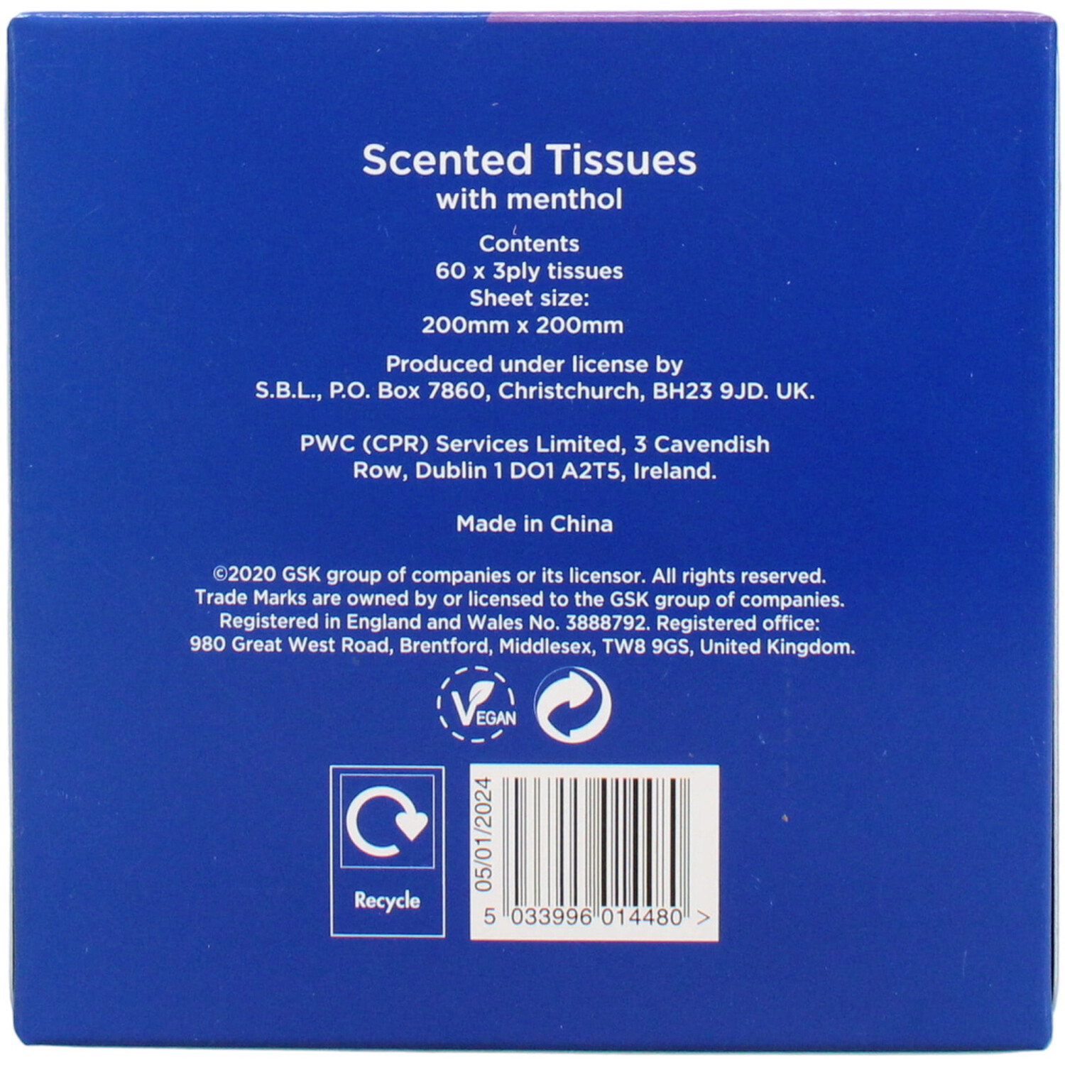 BEECHAMS MENTHOL BOX TISSUES 60?S White Image 2