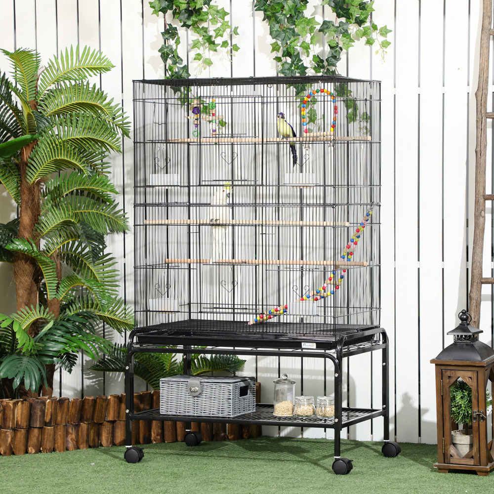 PawHut Black Bird Cage with Stand Image 6