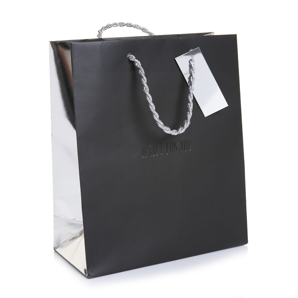 Wilko Medium Grey Block Grey Gift Bag Image