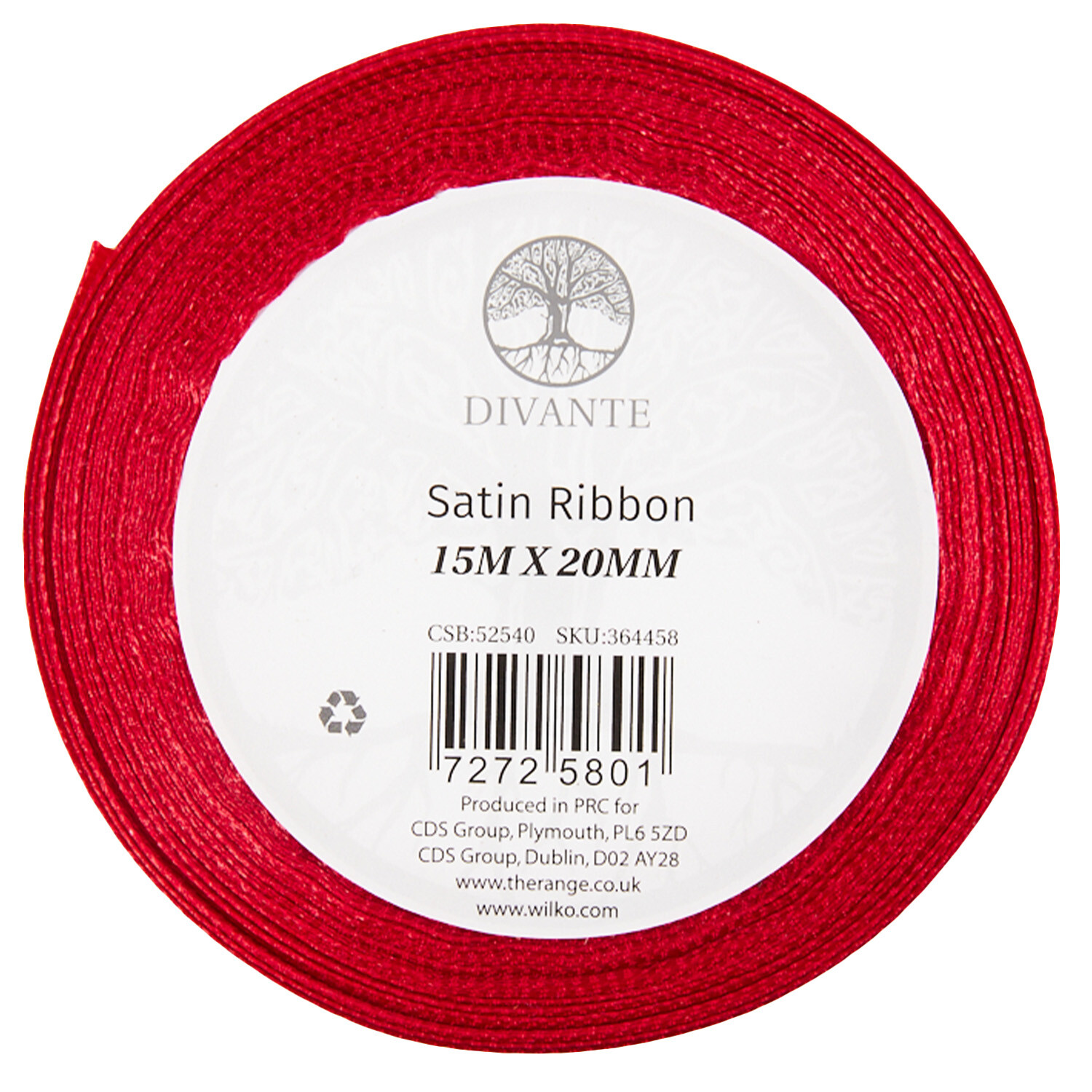 Satin Ribbon 15m - Deep Red Image 1