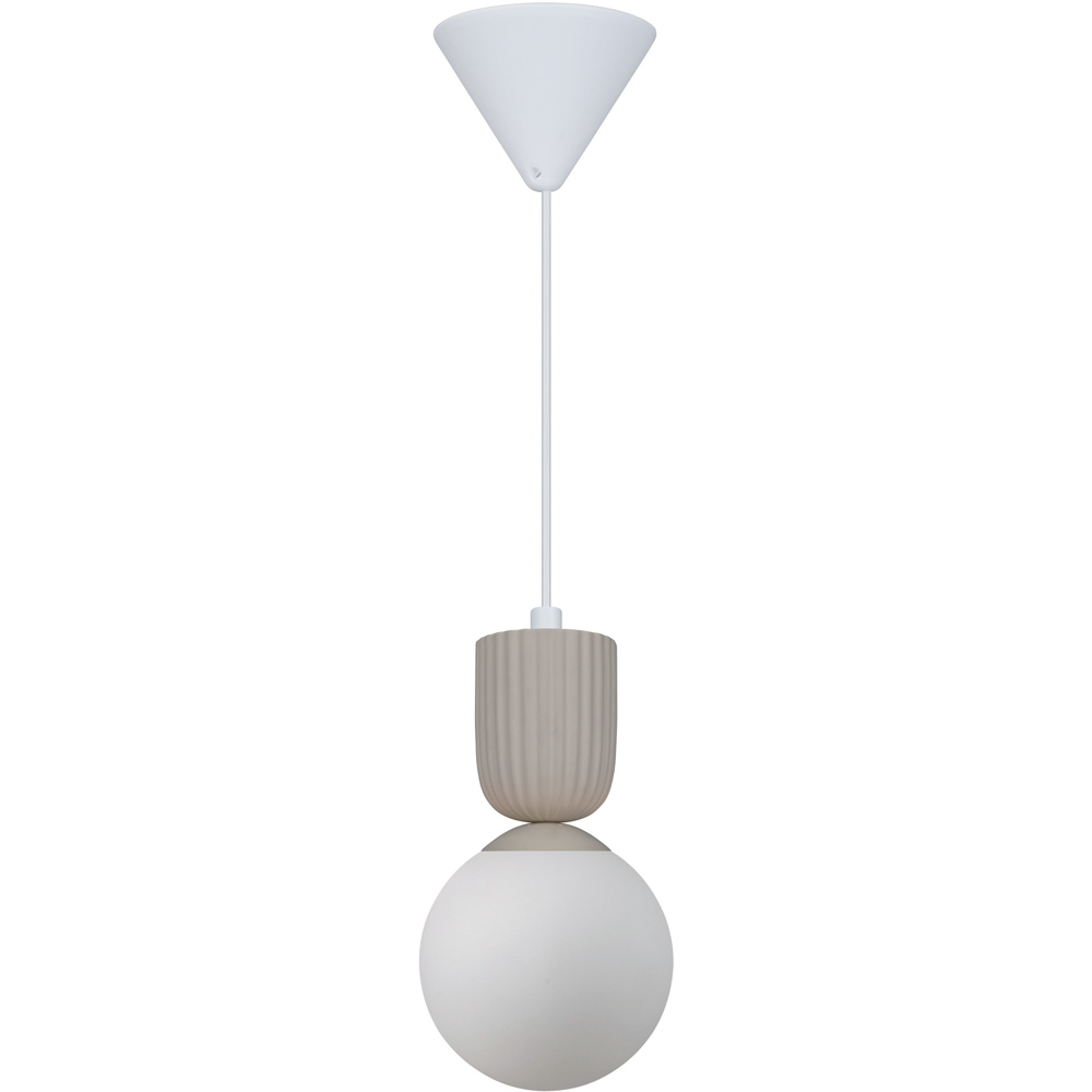 Nordlux Sadie Beige Opal Glass Dome Rippled Pendant Light Image 1