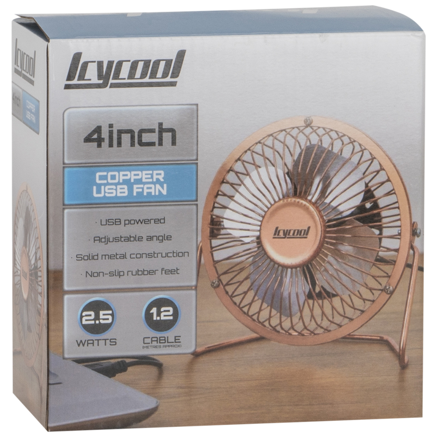 4" USB Mini Desk Fan - Copper Image