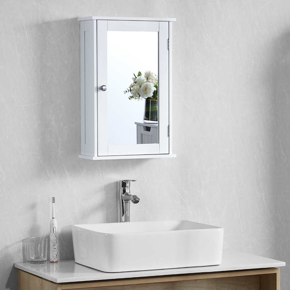 BATH VIDA Priano White Single Door Mirror Bathroom Cabinet Image 3