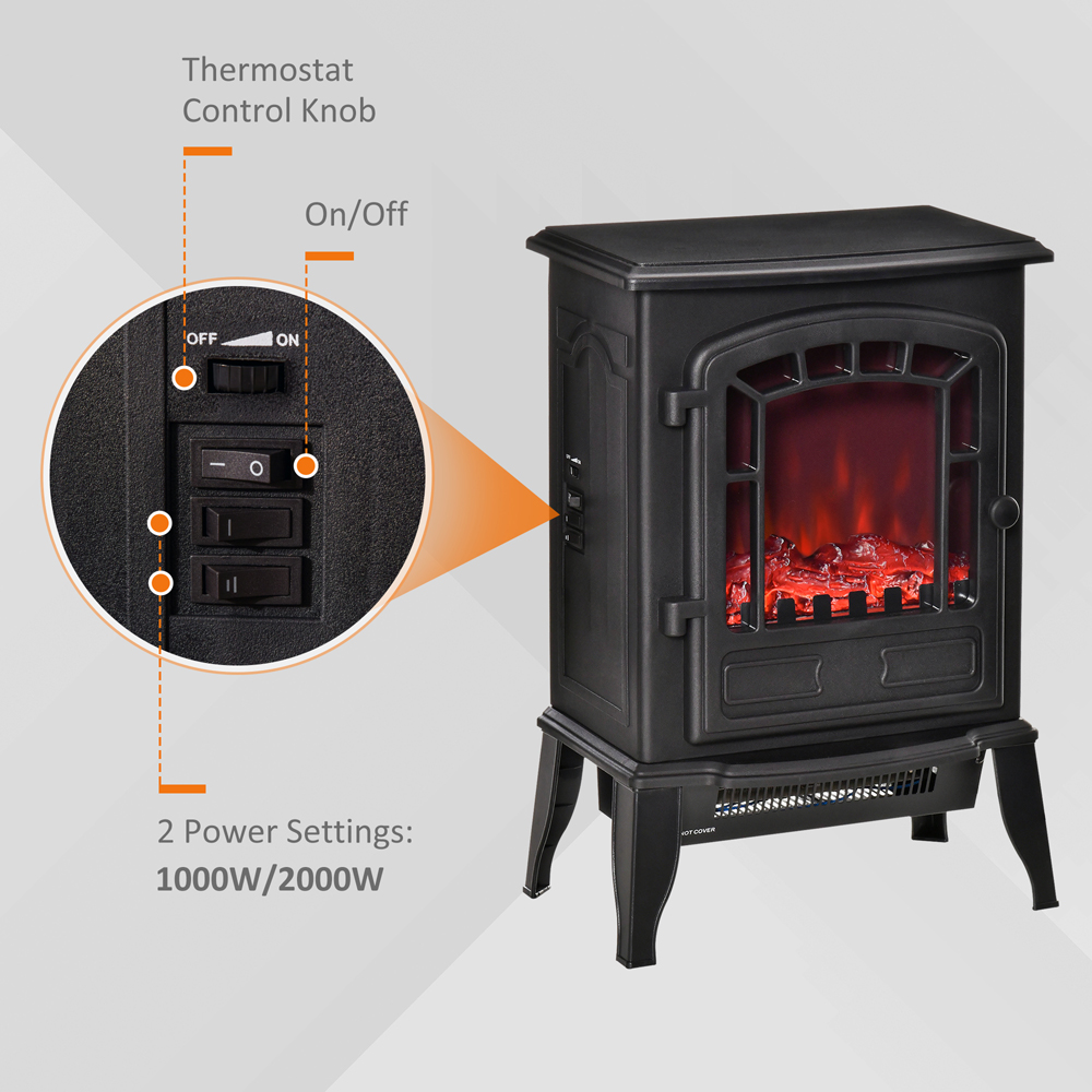 HOMCOM Ava Flame Effect Electric Fireplace Heater Image 8