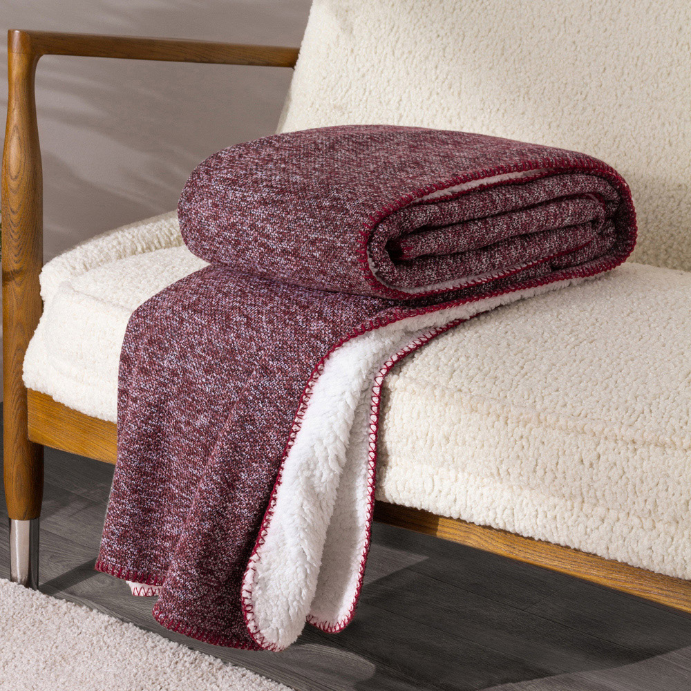 furn. Nurrel Berry Knitted Throw 130 x 180cm Image 2