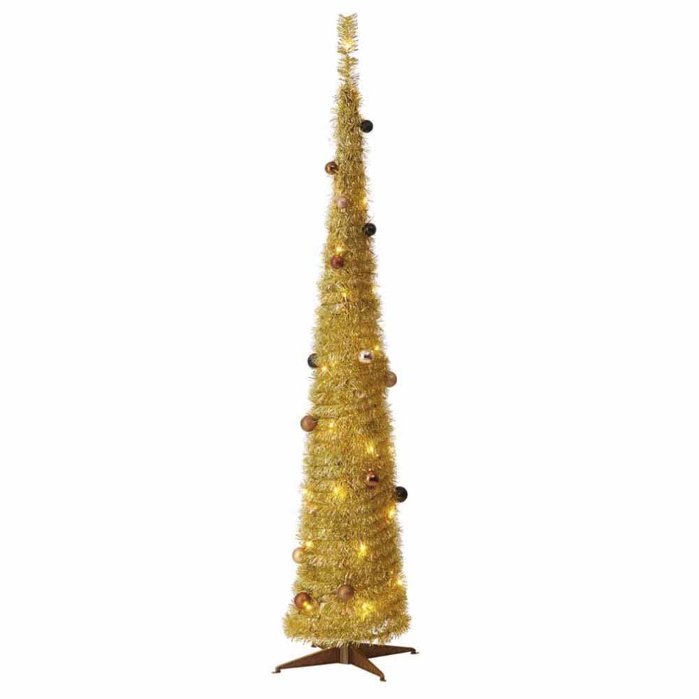 Wilko 6ft Pop Up Pre-Lit Gold Artificial Christmas Tree Image 3