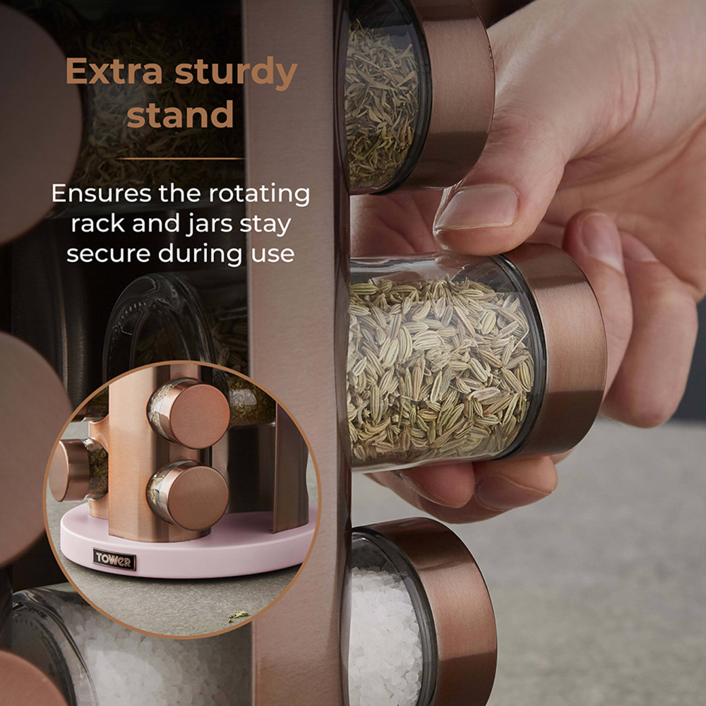 Tower Cavaletto Pink 12 Jars Rotating Spice Rack Image 5