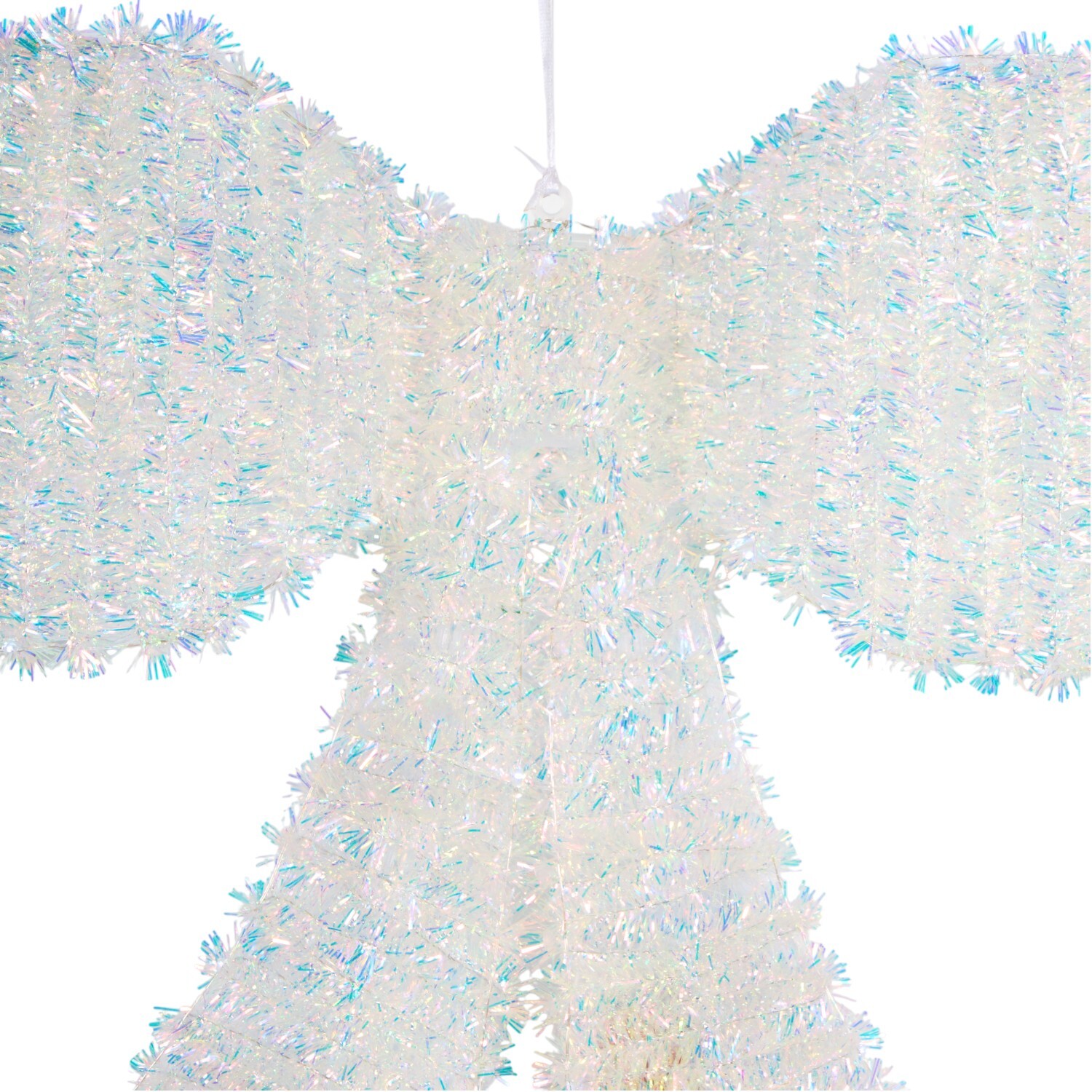 Iridescent Tinsel Bow White Image 4