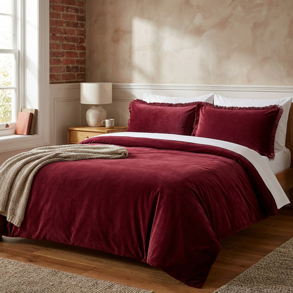 Selena Velvet Duvet Set Mulberry Superking Image 5