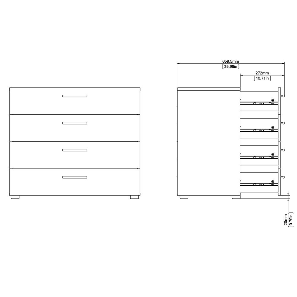 Florence 4 Drawer White Chest of Drawers Image 8