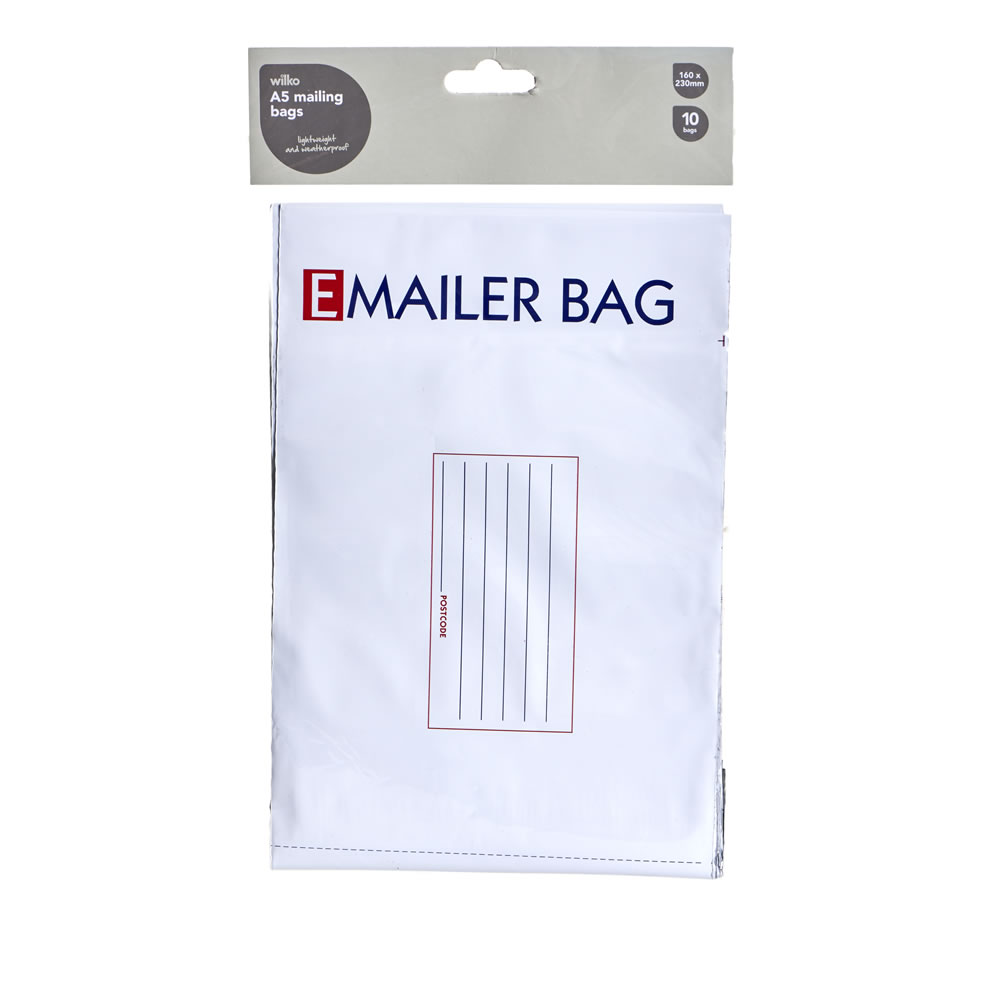 Wilko A5 Small Mailing Bag 160 x 230mm 10 pack Wilko