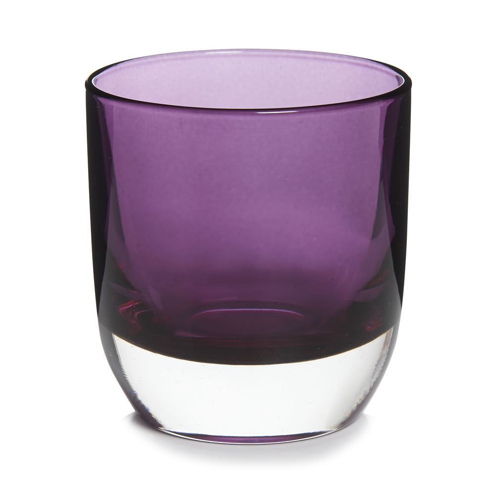 Wilko Glass Tealight Holder Purple Image