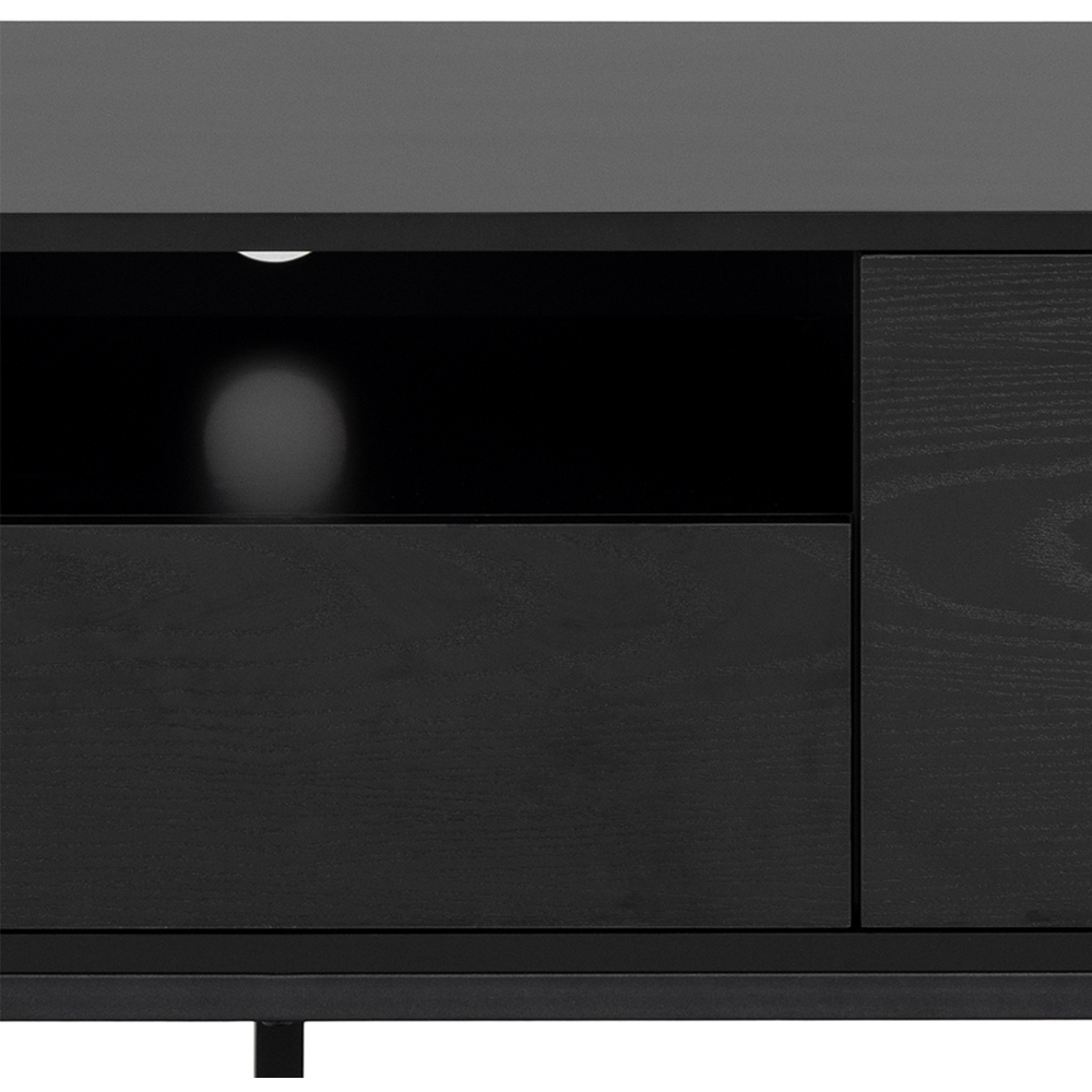 Florence Seaford Single Drawer 2 Ash Black Door TV Unit Image 7