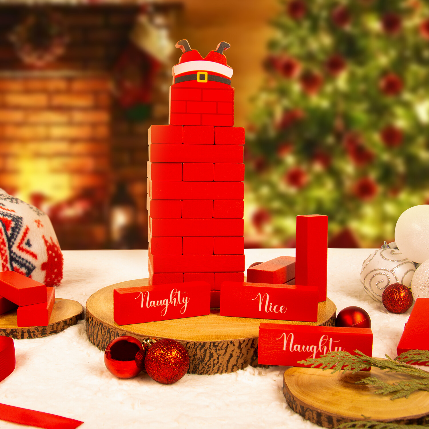 Santa Stacker Topple Tower Game - Red Image 2