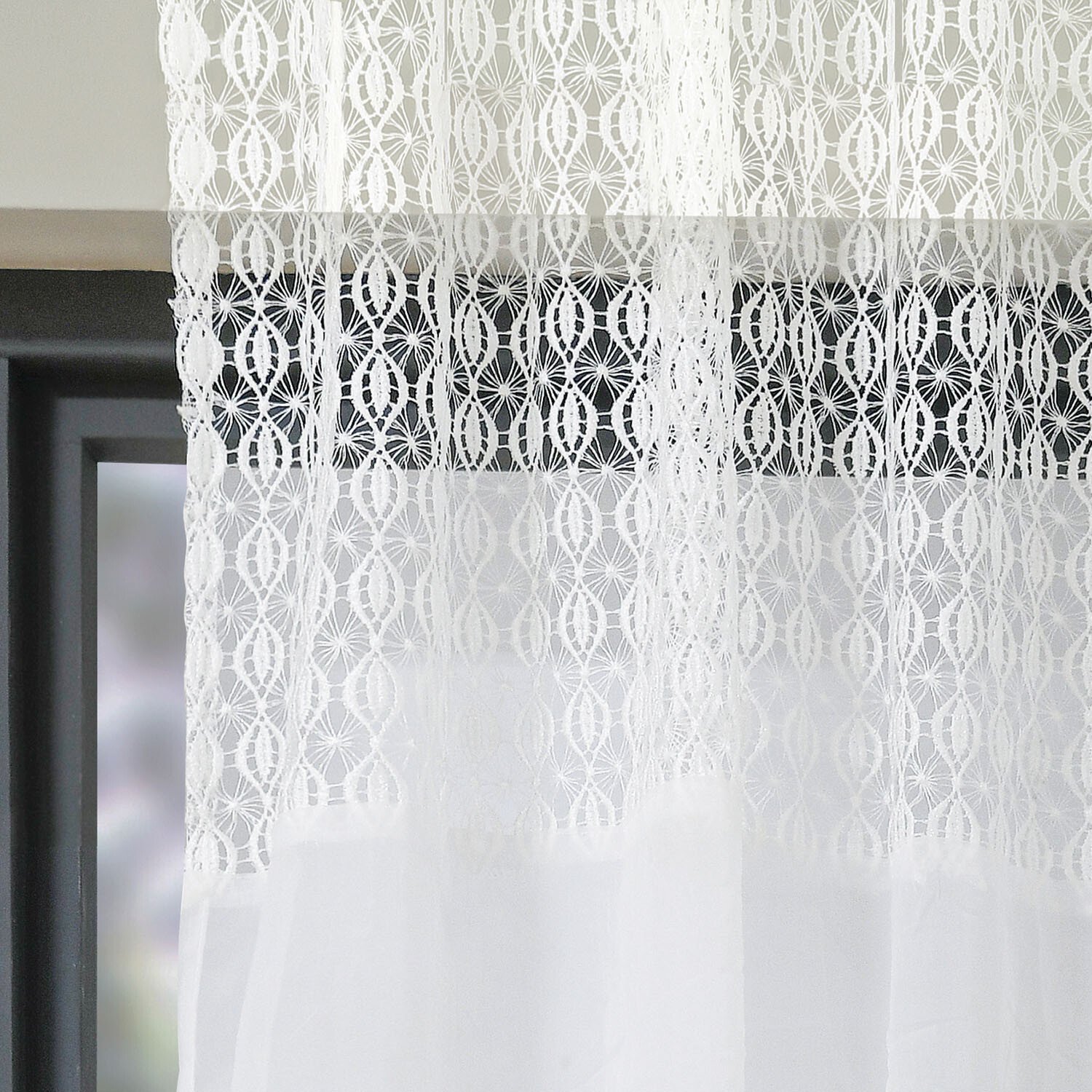 Esther Lace Voile Curtain - White Image 1