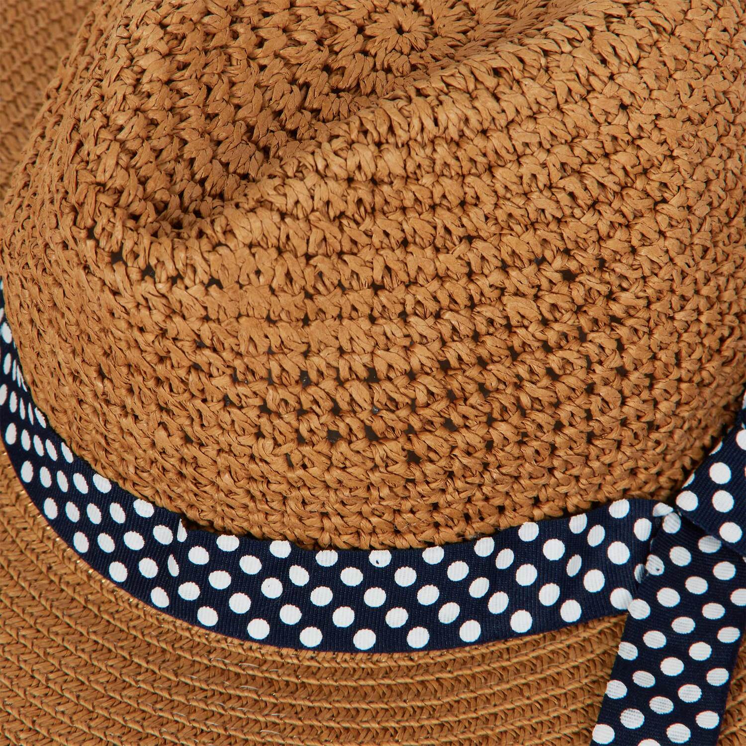 Trilby Hat With Polka Dot Ribbon - Natural Image 4