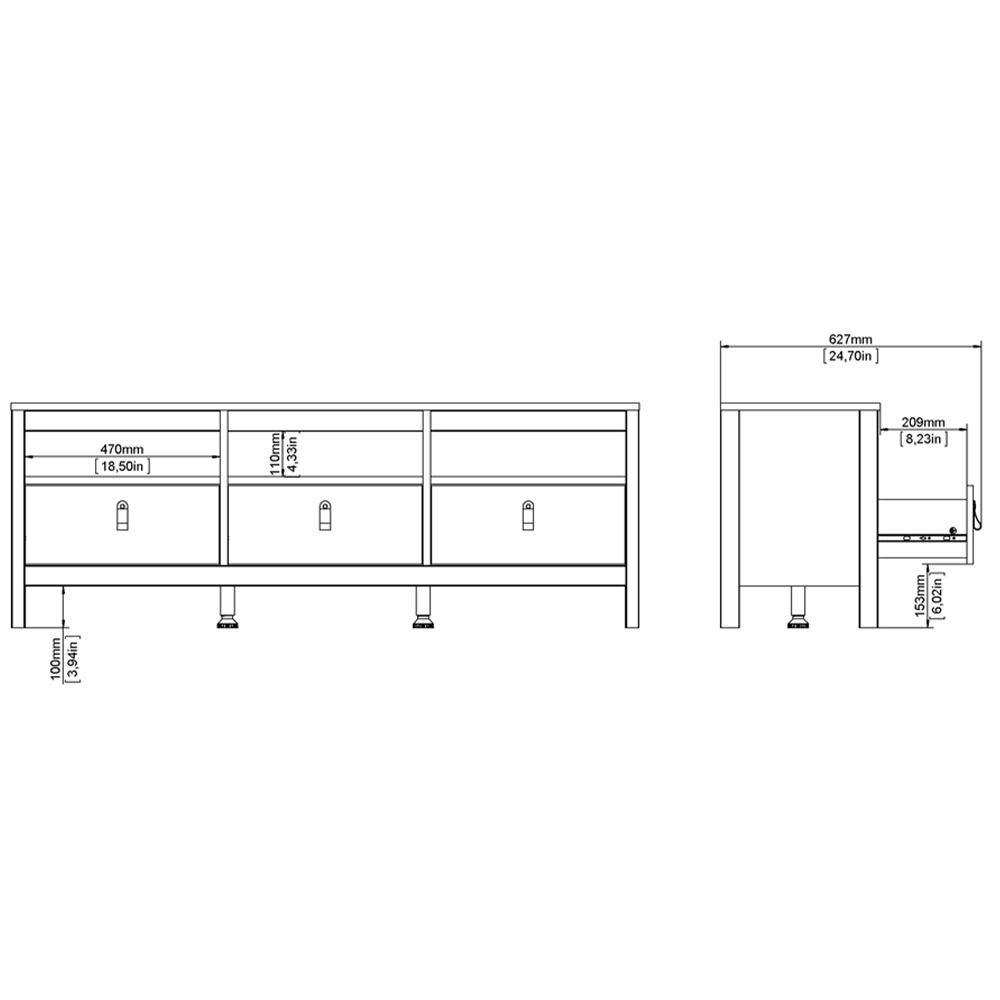 Florence Barcelona 3 Drawer 3 Shelf White TV Unit Image 7