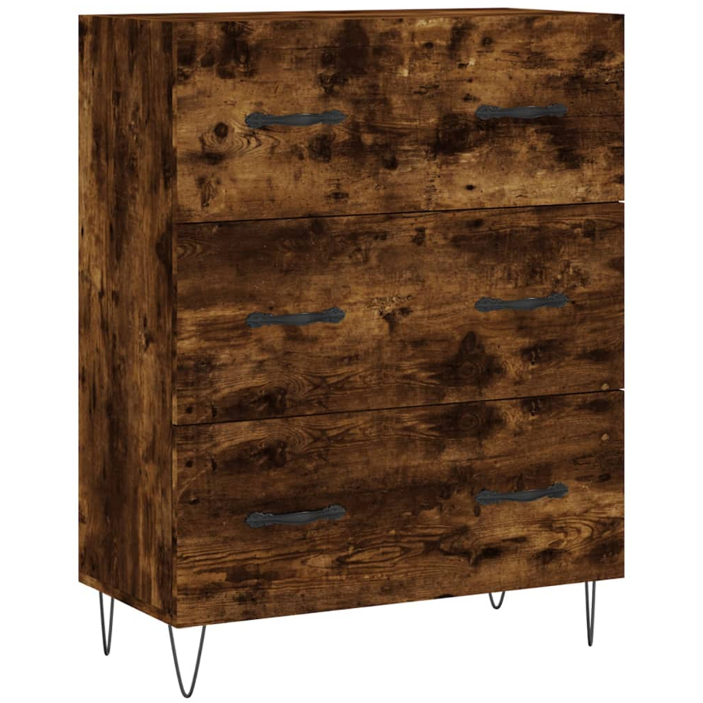 vidaXL 2 Door 3 Drawer Smoked Oak Highboard Image 7
