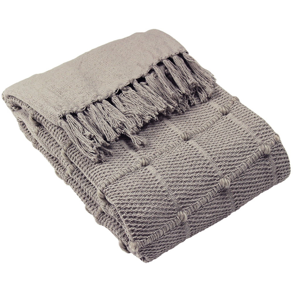 furn. Motti Grey Woven Tufted Stripe Throw 130 x 180cm Image 1