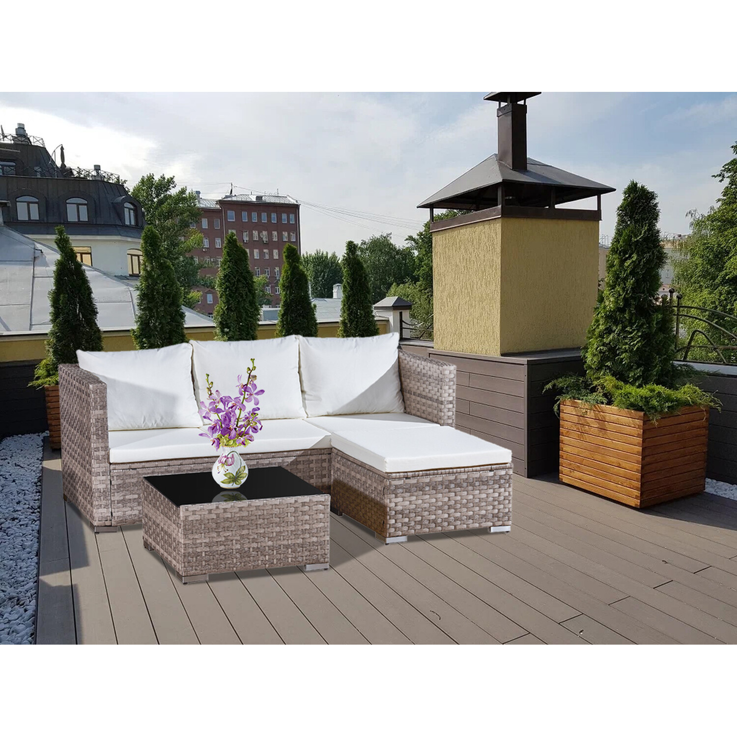 Outdoor Essentials 3 Seater Natural Rattan Sofa Lounge Set Image 3