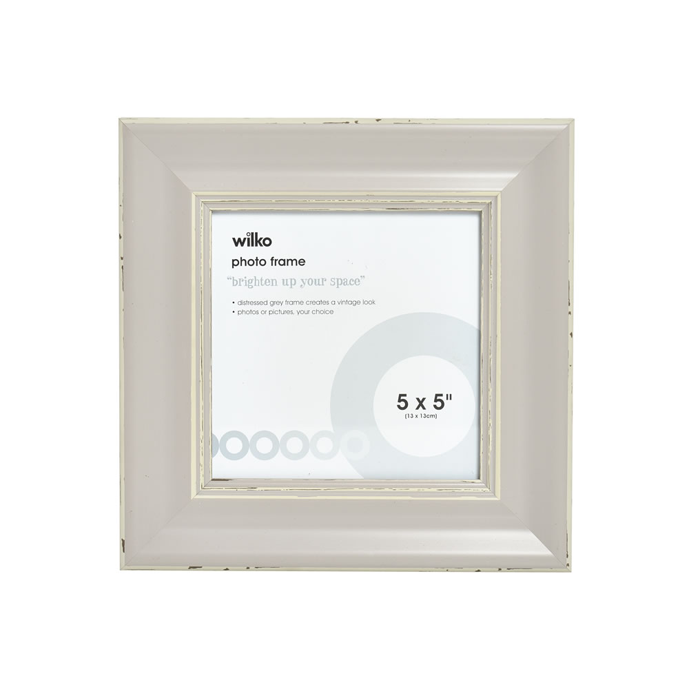 Wilko 5 x 5in Distressed Grey Photo Frame Wilko