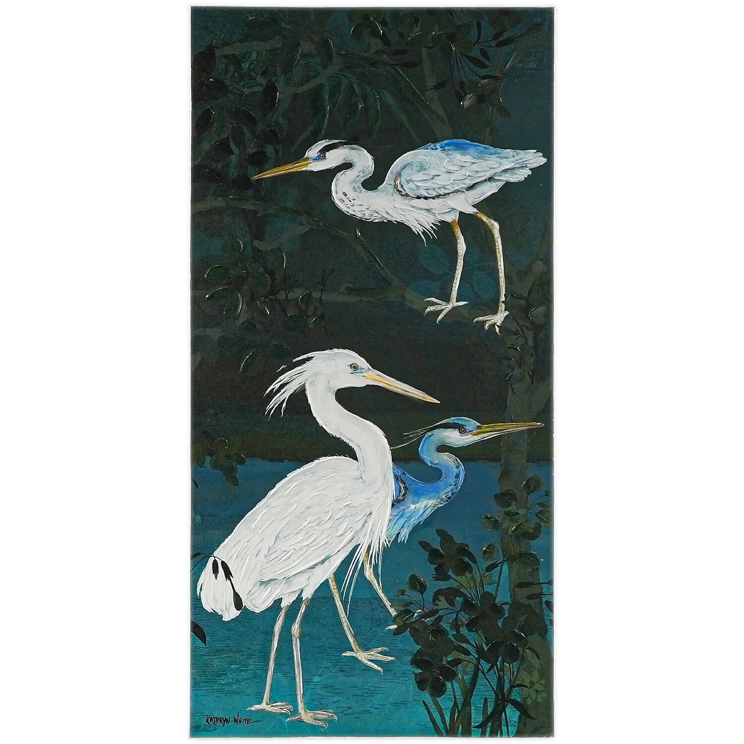 Kathryn White Botanical Crane Duo Canvas Image 2