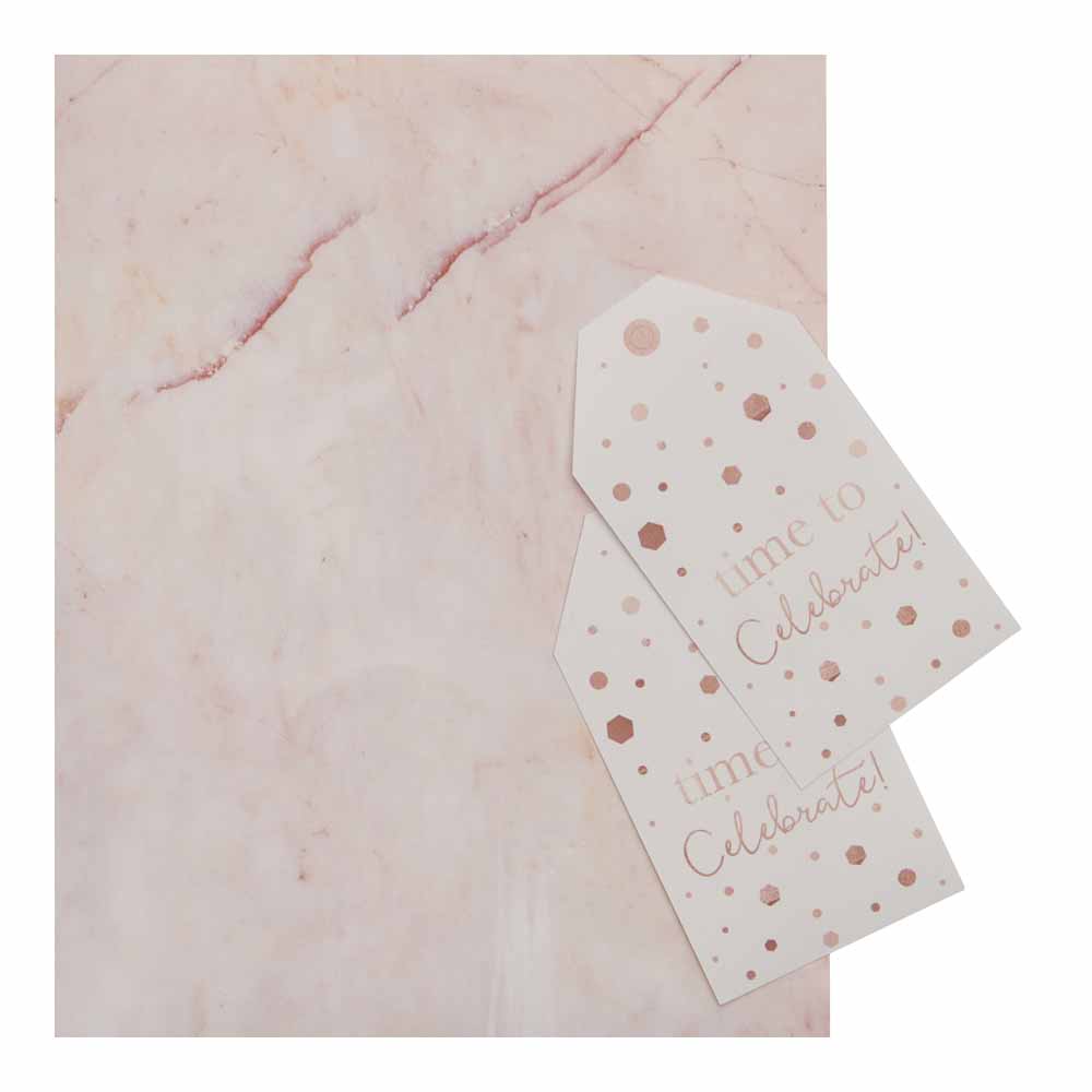 Wilko Marble Effect Gift Wrap with Tag 2 Pack   Image