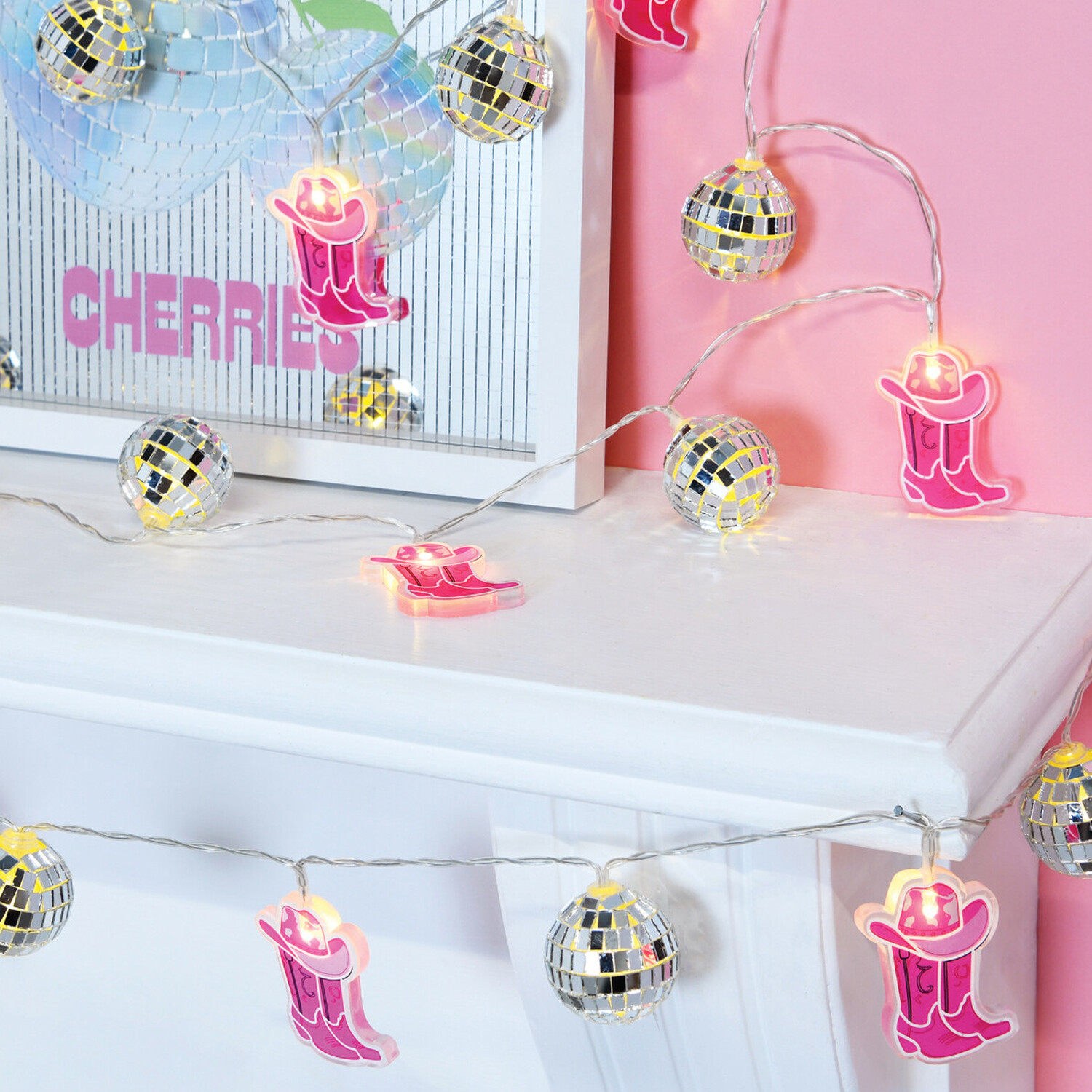 20 LED Disco Cowboy String Light Pink Image 1
