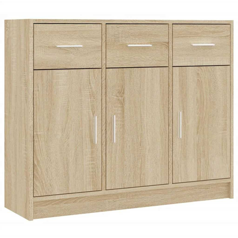 vidaXL 3 Door 3 Drawer Sonoma Oak Sideboard Image 2