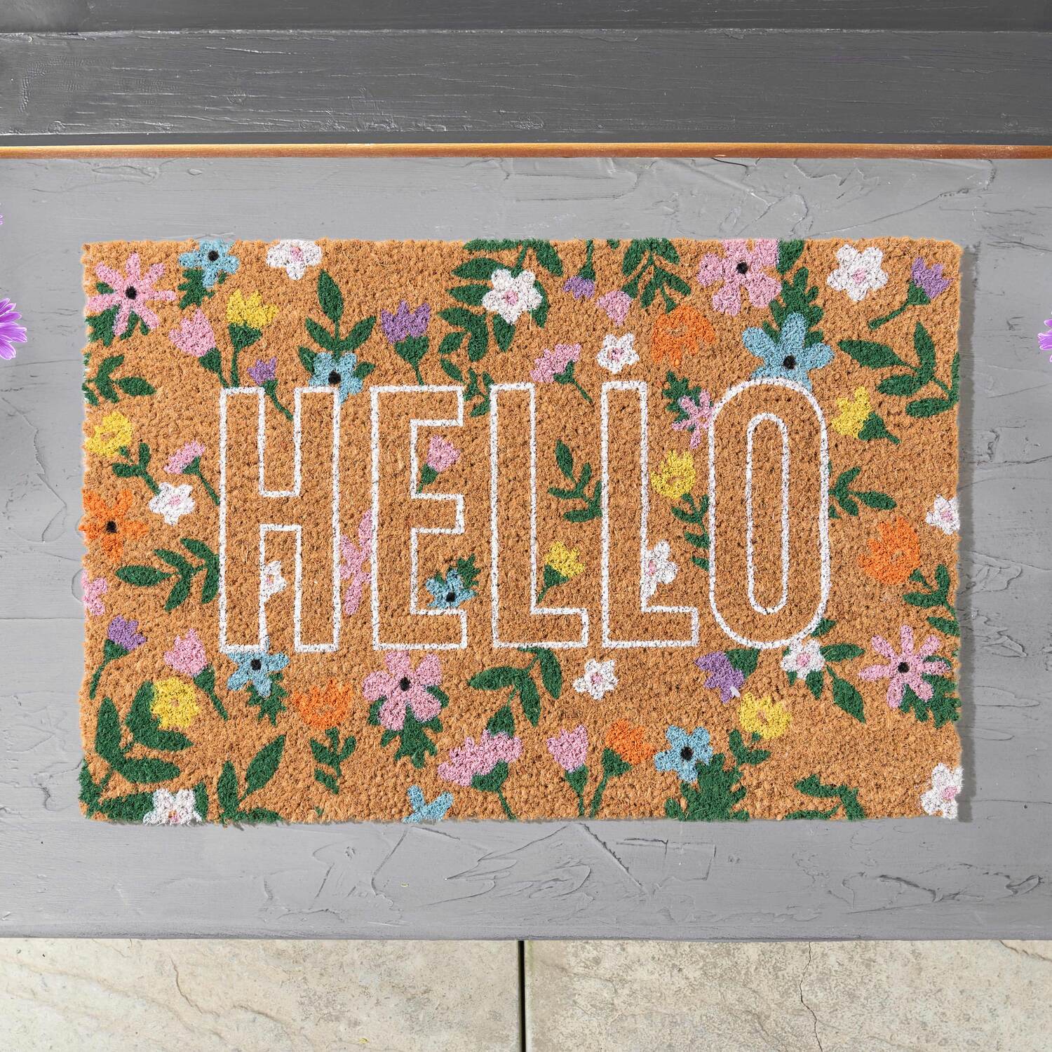 Printed Floral Coir Mat Image 4