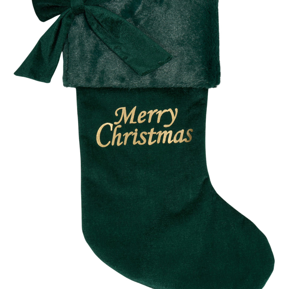 Merry Christmas Bow Ribbon Stocking Image 2