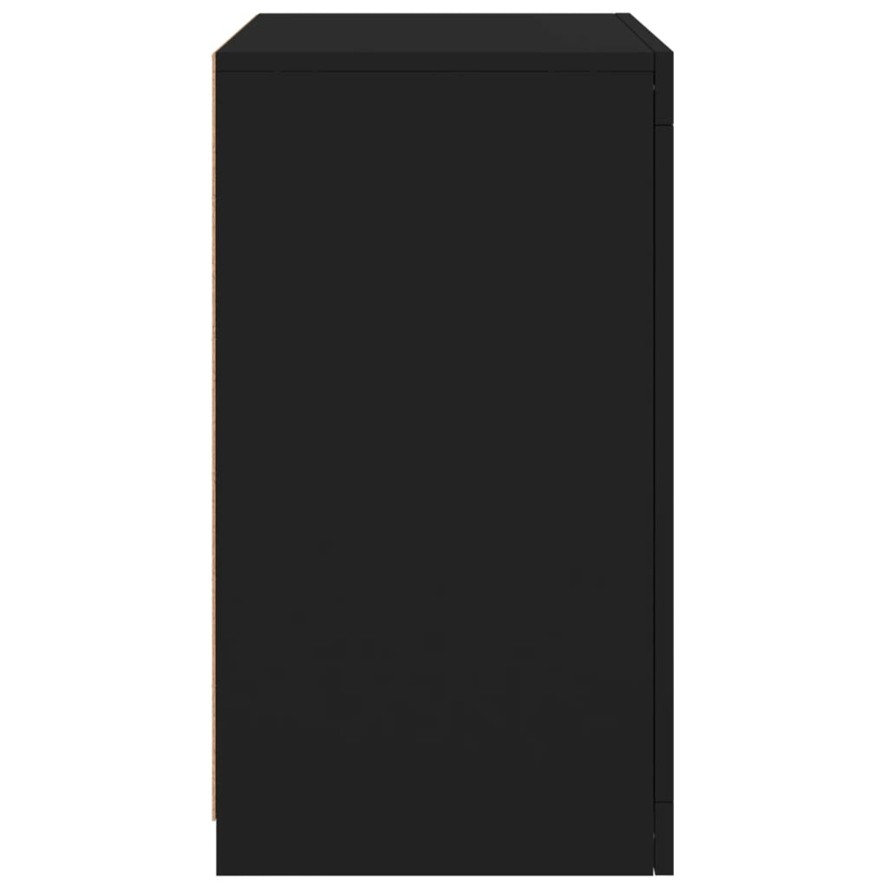 vidaXL Single Door 2 Shelf Black Side Cabinet with LED Lights Set of 2 Image 9