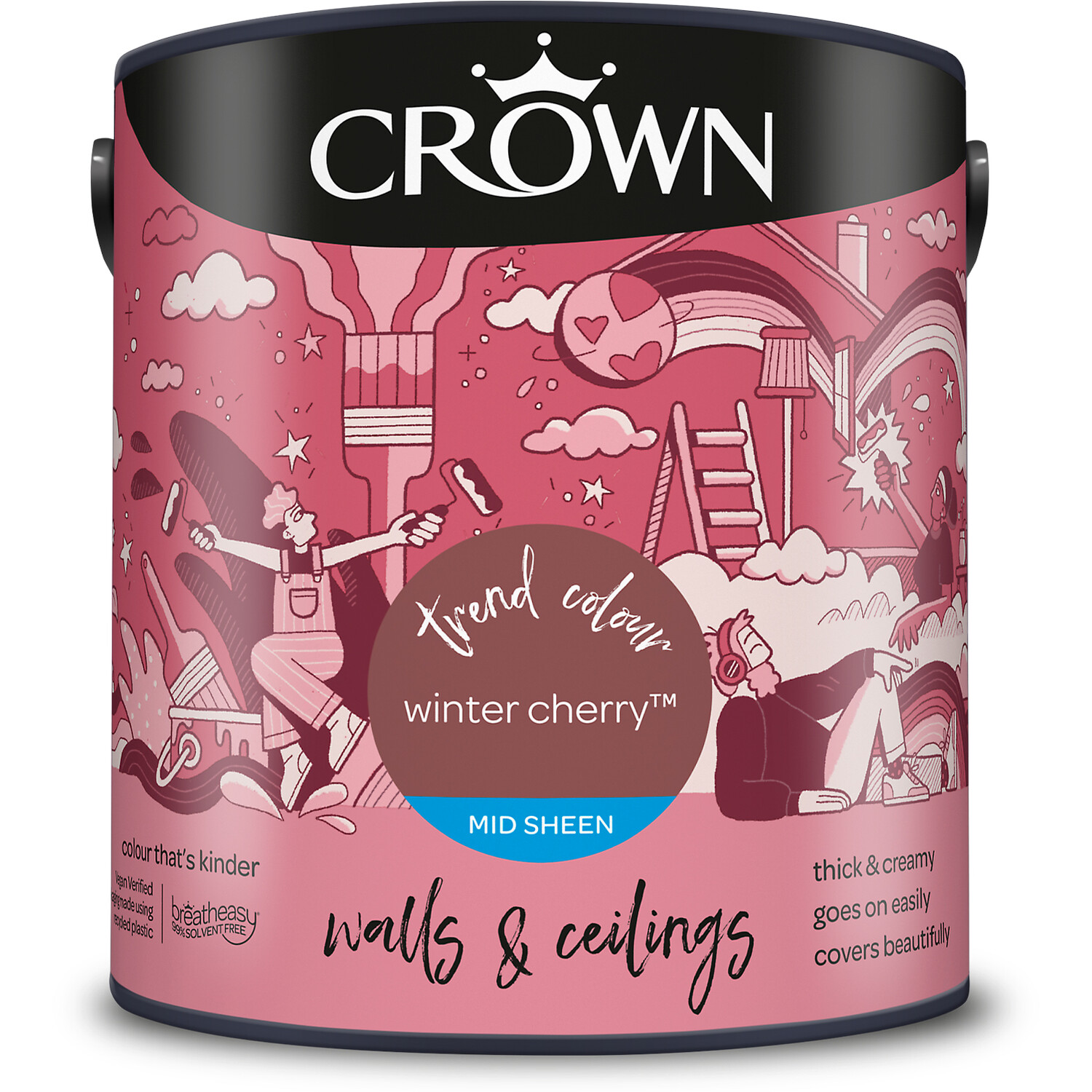 Crown Walls & Ceilings Winter Cherry Mid Sheen Emulsion Paint 2.5L Image 2