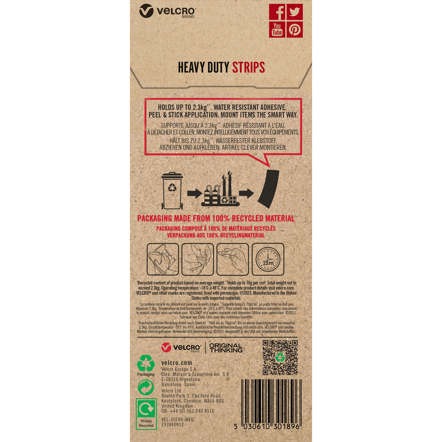 VELCRO Brand Eco Heavy Duty Strips Wilko