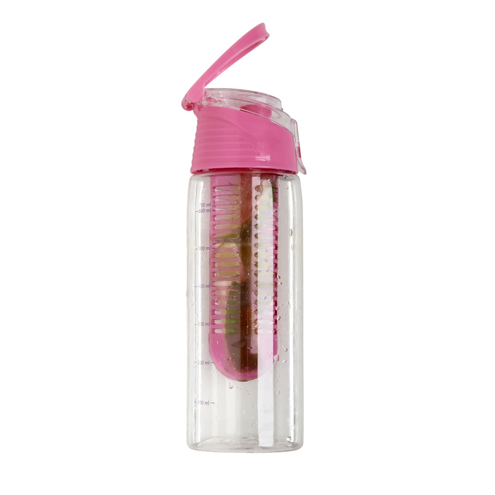 Wilko 700ml Pink Fruit Infuser Water Bottle Image 3