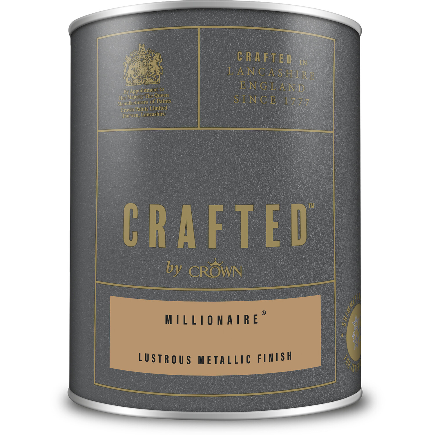 Crown Crafted Walls Wood and Metal Millionaire Lustrous Metallic Shimmer Emulsion Paint 1.25L Image 2