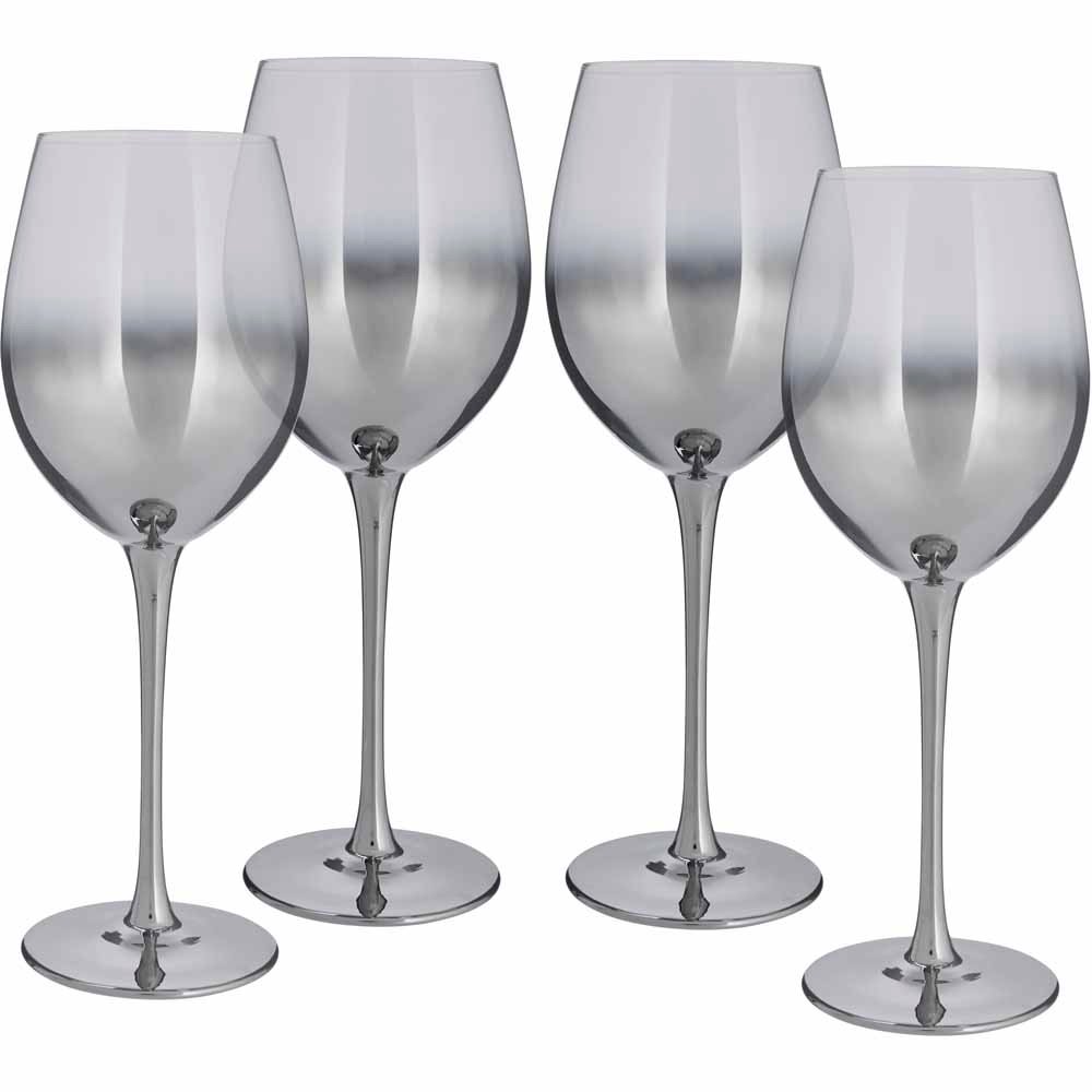Wilko Silver Ombre Wine Glass 4pk Image 1