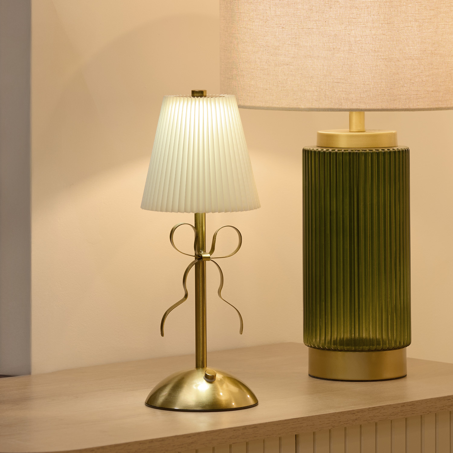 Rechargeable Gold Bow Table Lamp Image 2