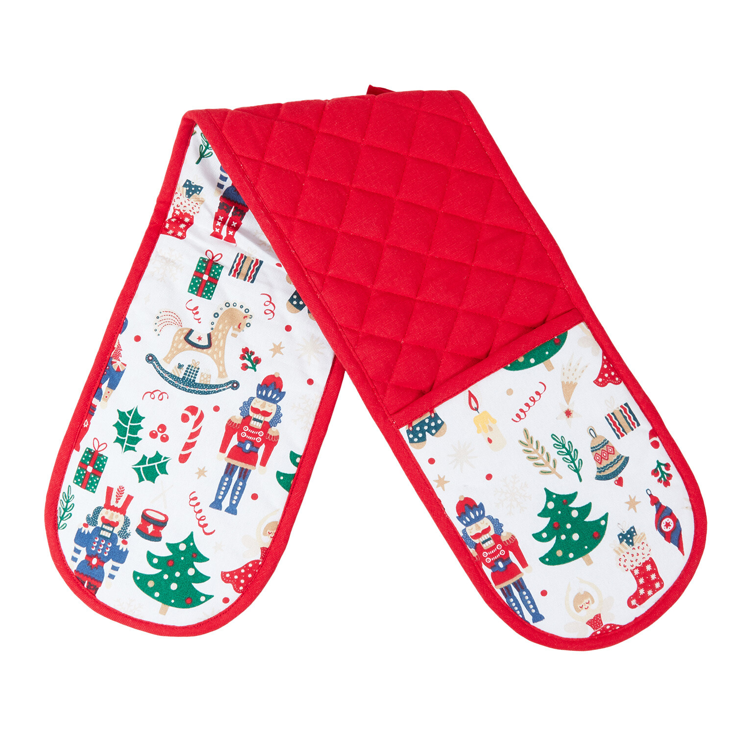 Christmas Print Double Oven Glove - Red Image 1