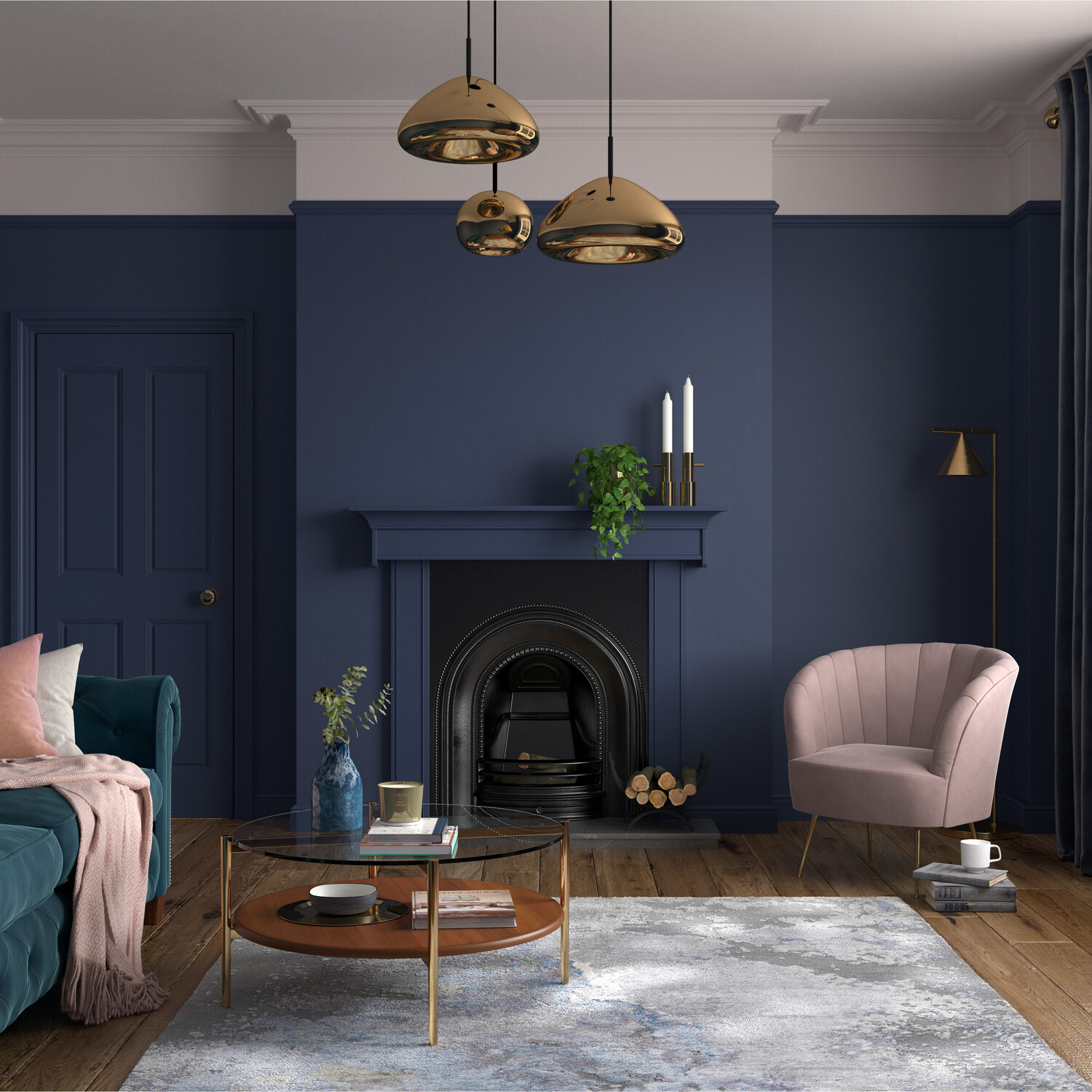 Dulux Heritage Walls and Ceilings Oxford Blue Velvet Matt Emulsion Paint Tester Image 9