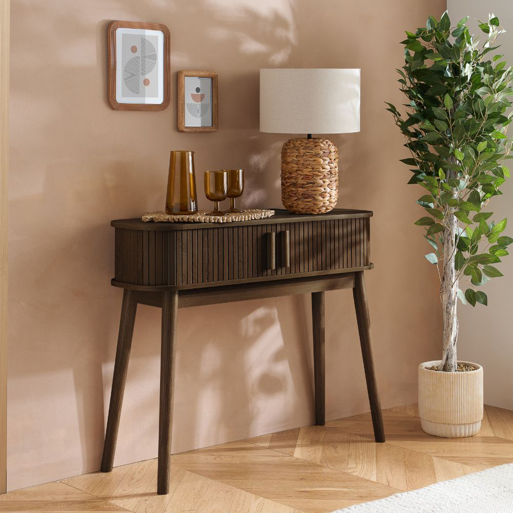 Birlea Axel 2 Door Walnut Fluted Console Table Image 4