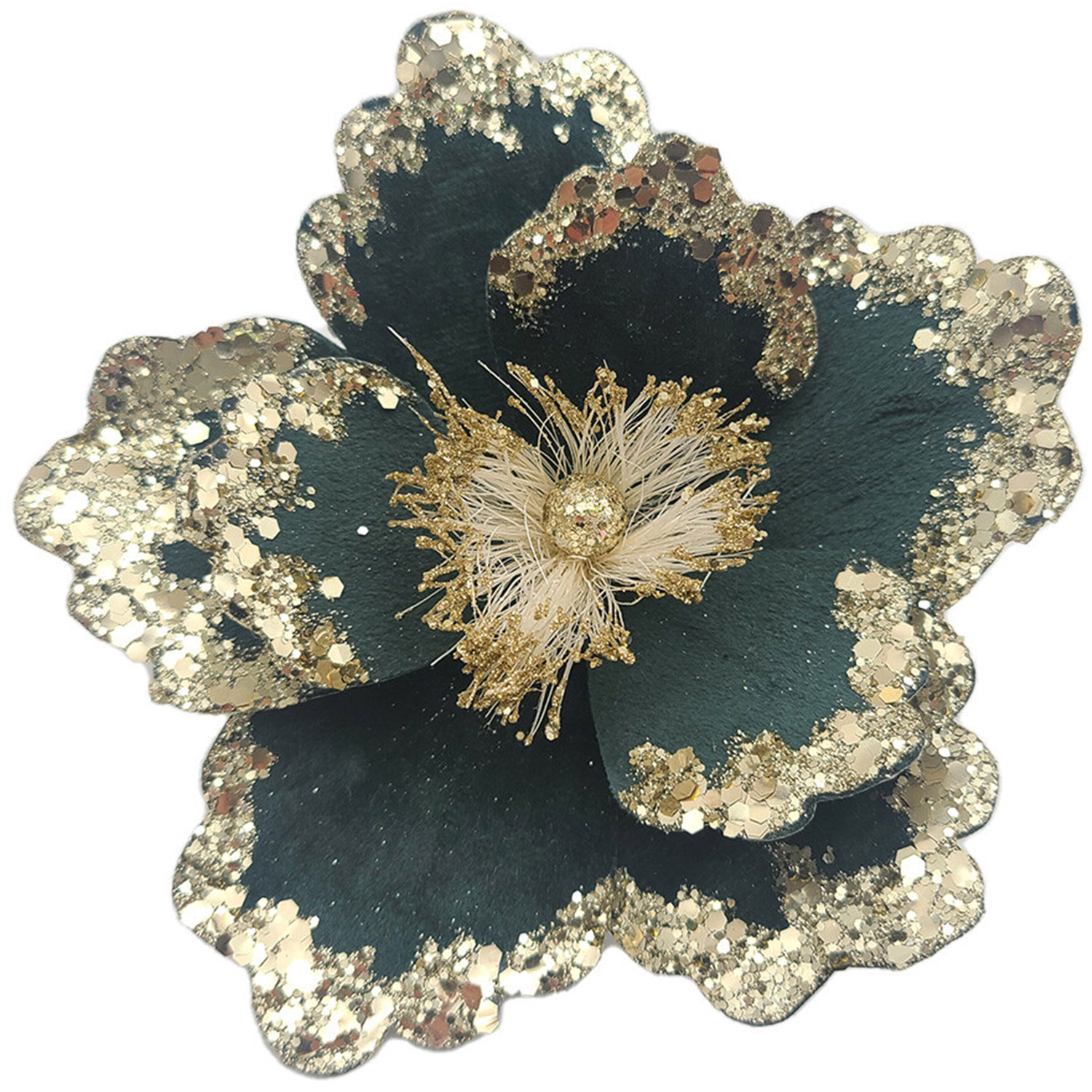 Royal Emerald Green Velvet Flower Clip 18cm Image