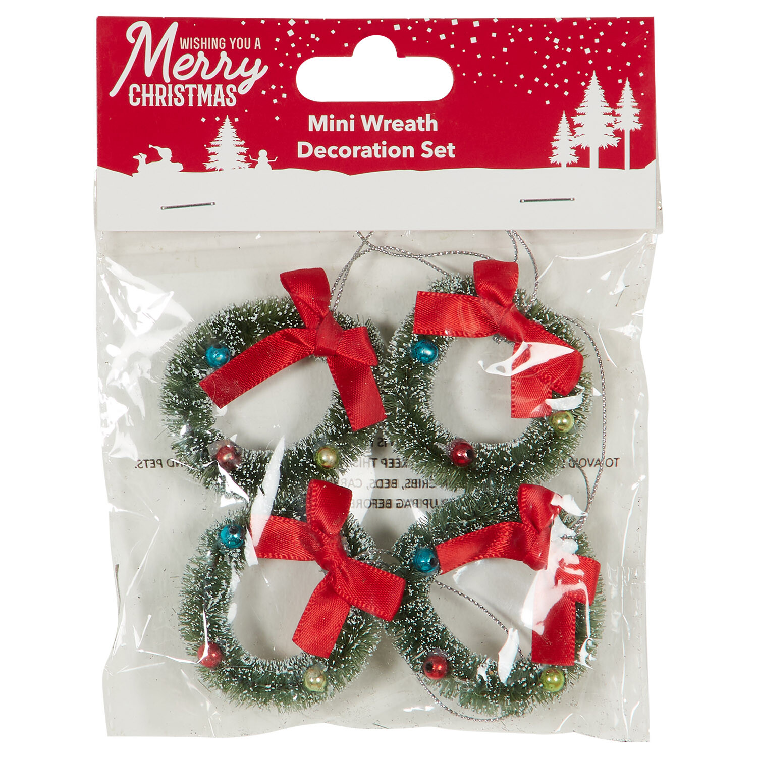 Pack of 4 Mini Green or White Wreath Image 1